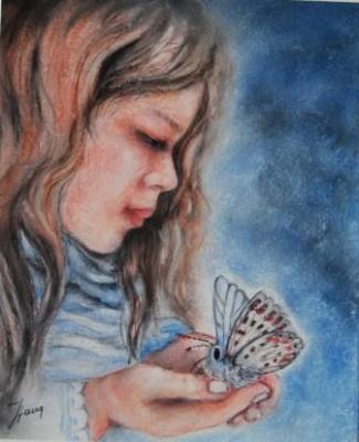 Mädchen mit Schmetterling - Helen Lang - Array auf Array - Array - 