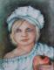 MÃ¤dchen mit Apfel - Helen Lang - Pastell auf Papier - Portrait-MÃ¤dchen - 