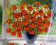 ---Poppies Bouquet in the Window - Gala Bogiel - Ãl auf Leinwand - Mohn - GegenstÃ¤ndlich-Realismus