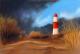 Lighthouse - Renate Dohr - Pastell auf Karton-Pappe - KÃ¼ste-Wolken-Sturm - Naturalismus-Realismus