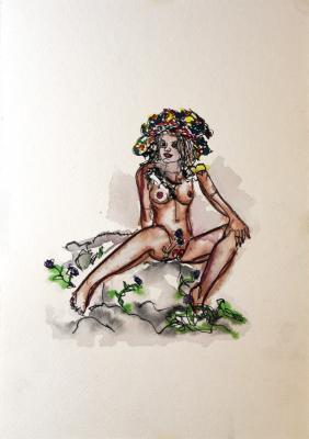 Zeichnung Nude 39 (Aquarellpapier, Tusche, 24x34)  - Wolfgang Bretschneider - Array auf Array - Array - Array