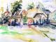 Hochsommer im Mecklenburgischen Dorf Nossentin - Barbara Pommerenke - Aquarell auf Papier - Stadtansichten-Landwirtschaft-Sommer - Realismus