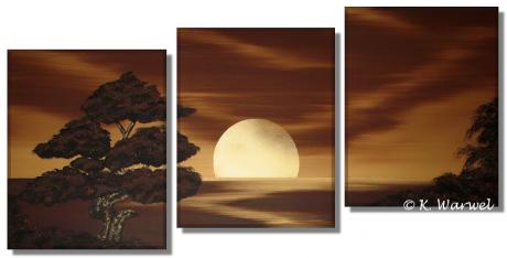 Gold Sundown VII - 3 Acrylgemälde 60x130cm - Klaudia Warwel - Array auf Array - Array - 